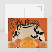 Happy Halloween Scary Pumpkins, Bats and Spider Briefkaart (Voorkant / Achterkant)