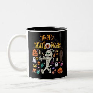 Happy Halloween Scary Retro Tweekleurige Koffiemok