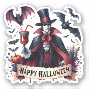 Happy Halloween - Scary Vampire en vleermuizen Sticker