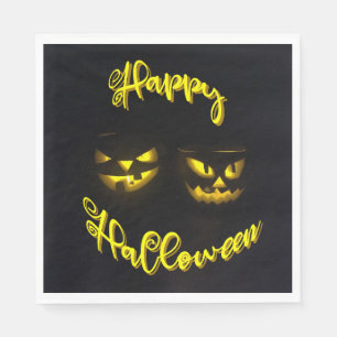 Happy Halloween Scary yellow glow pomkin-gezicht Servet