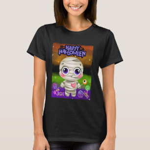 Happy Halloween Schattige Big Eye Mummy Love Snoep T-shirt