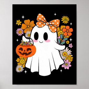 Happy Halloween Schattige Ghost Bloementruc of Poster