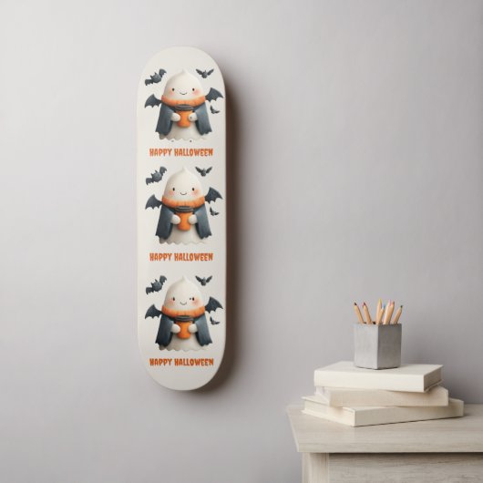 Happy Halloween Schattige Ghost Design Skateboard (Muurkunst)