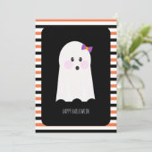 Happy Halloween Schattige Ghost Kaart (Staand voorkant)