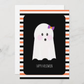 Happy Halloween Schattige Ghost Kaart (Voorkant / Achterkant)