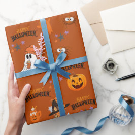 Happy Halloween Schattige Ghost Pumpkin Cadeaupapier