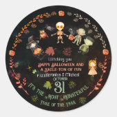 Happy Halloween Schattige Monsters Ornament Ronde Sticker (Voorkant)