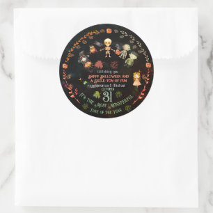 Happy Halloween Schattige Monsters Ornament Ronde Sticker