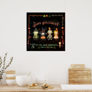 Happy Halloween Schattige Monsters Poster