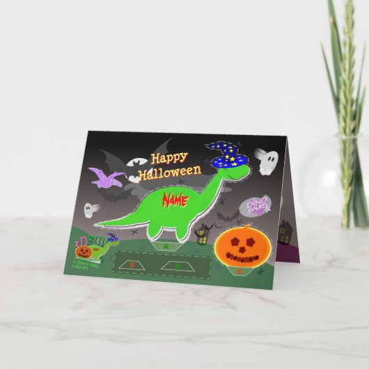 Happy Halloween Schattigee Dinosaurs 3D Cut & Fold Kaart (Voorkant)