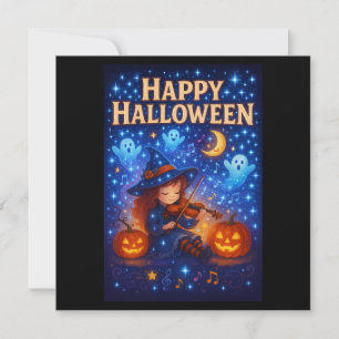 Happy Halloween Schattigee Musical Witch Greetings Kaart