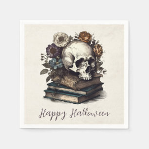 Happy Halloween Schedel Boeken Dark Academia Servet