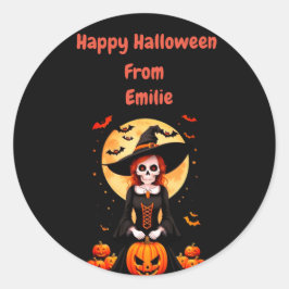 Happy Halloween schedel vogelverschrikker Ronde Sticker