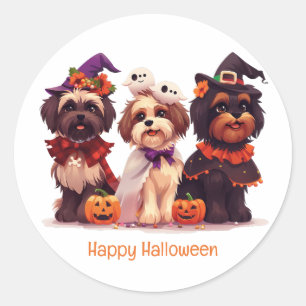 Happy Halloween Shih Tzu Dogs Ronde Sticker