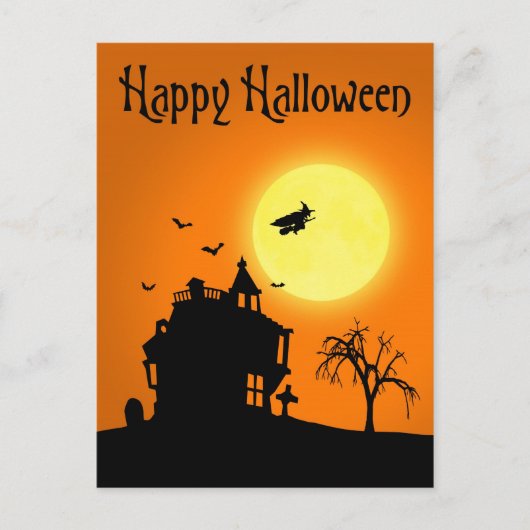 Happy Halloween Silhouette Landscape Briefkaart (Voorkant)