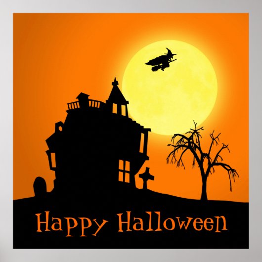 Happy Halloween Silhouette Landscape Poster (Voorkant)