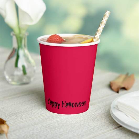Happy Halloween Simple Clean Solid Red Papieren Bekers (Insitu)