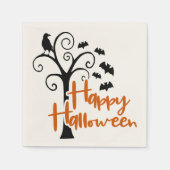Happy Halloween Sinaasappel Black Dead Tree Bats R Servet (Voorkant)