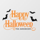 Happy Halloween Sinaasappel en zwart Custom Raamsticker (Vel)