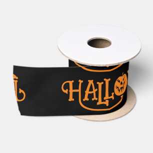 Happy Halloween Sinaasappel Zwart Lint