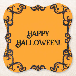 Happy Halloween Sinaasappel & Zwart Papier Onderze Kartonnen Onderzetters