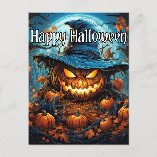Happy Halloween | Sinister pompoen Briefkaart (Voorkant)