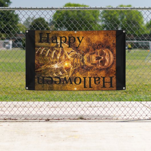 Happy Halloween Skeleton Art Outdoorbanner Spandoek (Insitu)