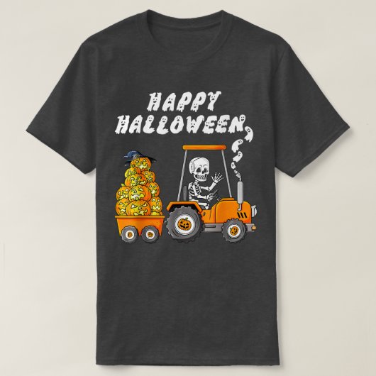 Happy Halloween Skeleton Riding Tractor Boys Kinde T-shirt (Design voorkant)