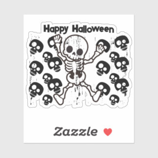 Happy Halloween Skeleton Sticker – Schattige Spook