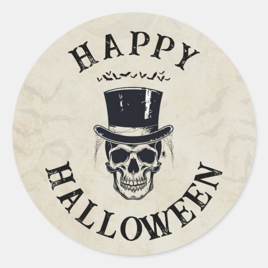 Happy Halloween Skull Ronde Sticker (Voorkant)