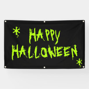Happy Halloween slimy neon groen en zwart eng Spandoek