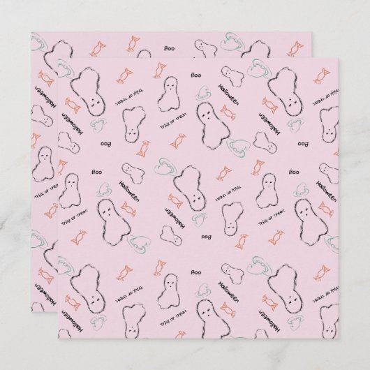 Happy Halloween Snoep Hand Lettering roze (Voorkant / Achterkant)