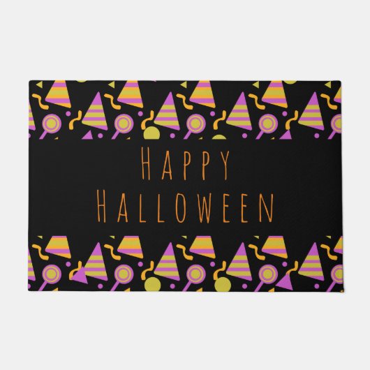 Happy Halloween Snoep Neon Pattern Doormat Deurmat (Voorkant)