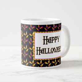 Happy Halloween Snoep Pattern op Black Jumbo Mok