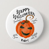 Happy Halloween Spider Badge Knop Naam Ronde Button 7,6 Cm (Voorkant)