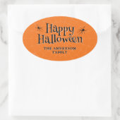 Happy Halloween Spider Cobweb Sinaasappel Ovale Sticker (Tas)