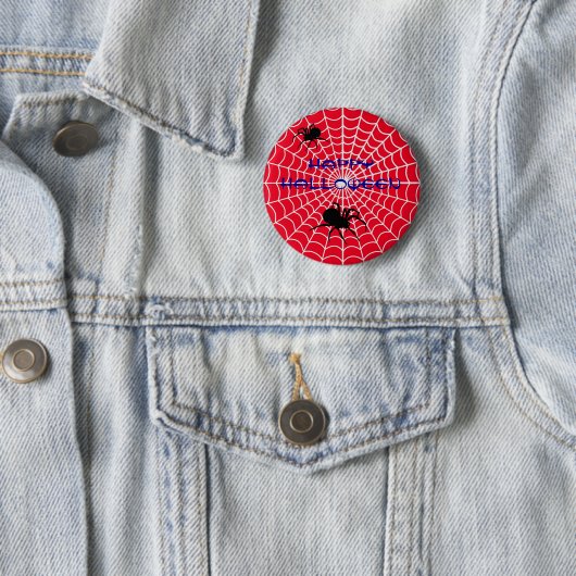 Happy Halloween Spider Pin Button (In situ)