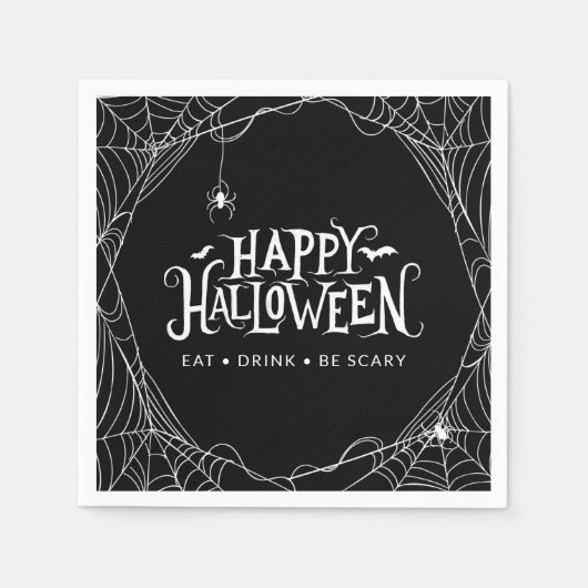 Happy Halloween Spider Web Eat Drink is eng Servet (Voorkant)