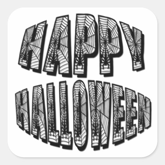 Happy Halloween Spiders & Spider Web Sticker (Devant)