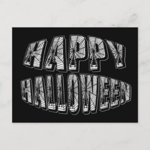 Happy Halloween Spiders & Spider Web Text Briefkaa Briefkaart
