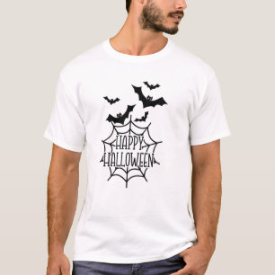 Happy Halloween Spiderweb & Vliegende Vleermuizen T-shirt