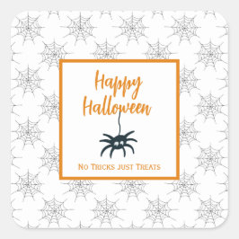 Happy Halloween spincobweb: geen truc behandelt al Vierkante Sticker