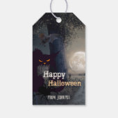 Happy Halloween Spooky Black Cat Cadeaulabel (Achterkant)