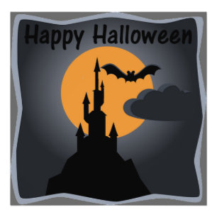 Happy Halloween Spooky Castle Foto afdrukken Afdruk