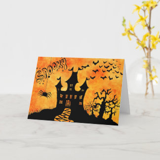 Happy Halloween Spooky Castle Wenskaart Kaart