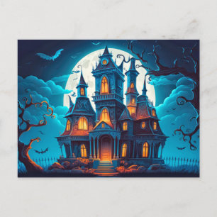 Happy Halloween   Spooky Haunted House Briefkaart