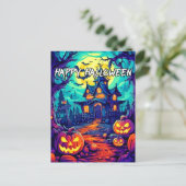 Happy Halloween Spooky Haunted House Briefkaart (Staand voorkant)