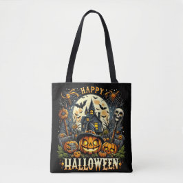 Happy Halloween Spooky Haunted House & Pumpkins Draagtas