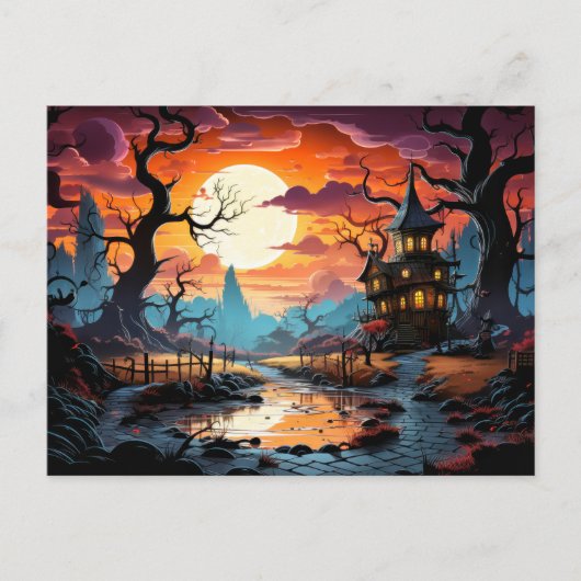 Happy Halloween | Spooky Haunted Manor Briefkaart (Voorkant)