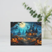 Happy Halloween | Spooky Haunted Manor Briefkaart (Staand voorkant)